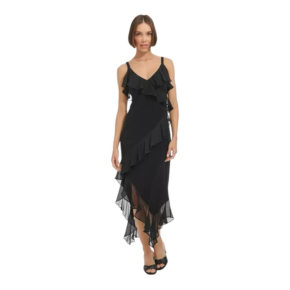 Tommy Hilfiger Elegant Black Ruffle Dress
